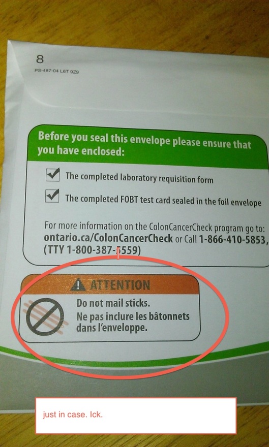 FOBT envelope reminder label 